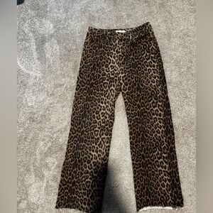 Leopard Print Wide Leg Jeans